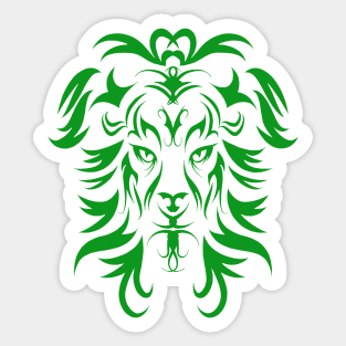 Tribal Tattoo Art Green Lion Head Sticker